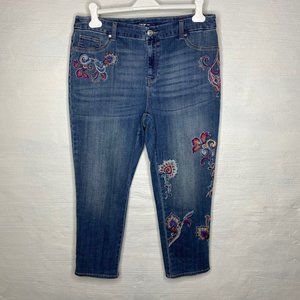 Chicos embroidered jeans size 2.5 14